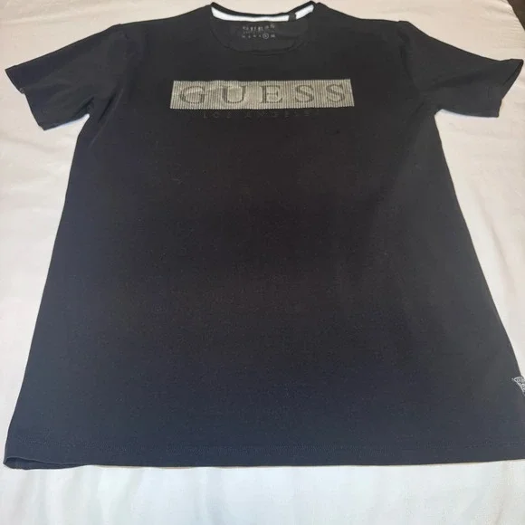 Guess Los Angeles Super Slim Fit Black Graphic T-Shirt Mens XL Logo Tee - Picture 2 of 9